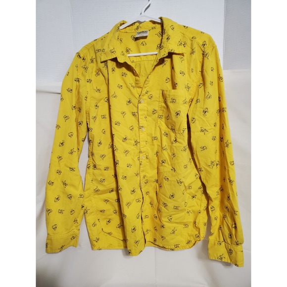 2016‎ Pokemon Men's Large Pikachu All Over Print Long Sleeve Button Down Shirt - Picture 1 of 4